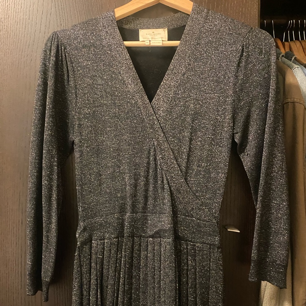 Kate spade metallic pleated knit wrap dress 🖤